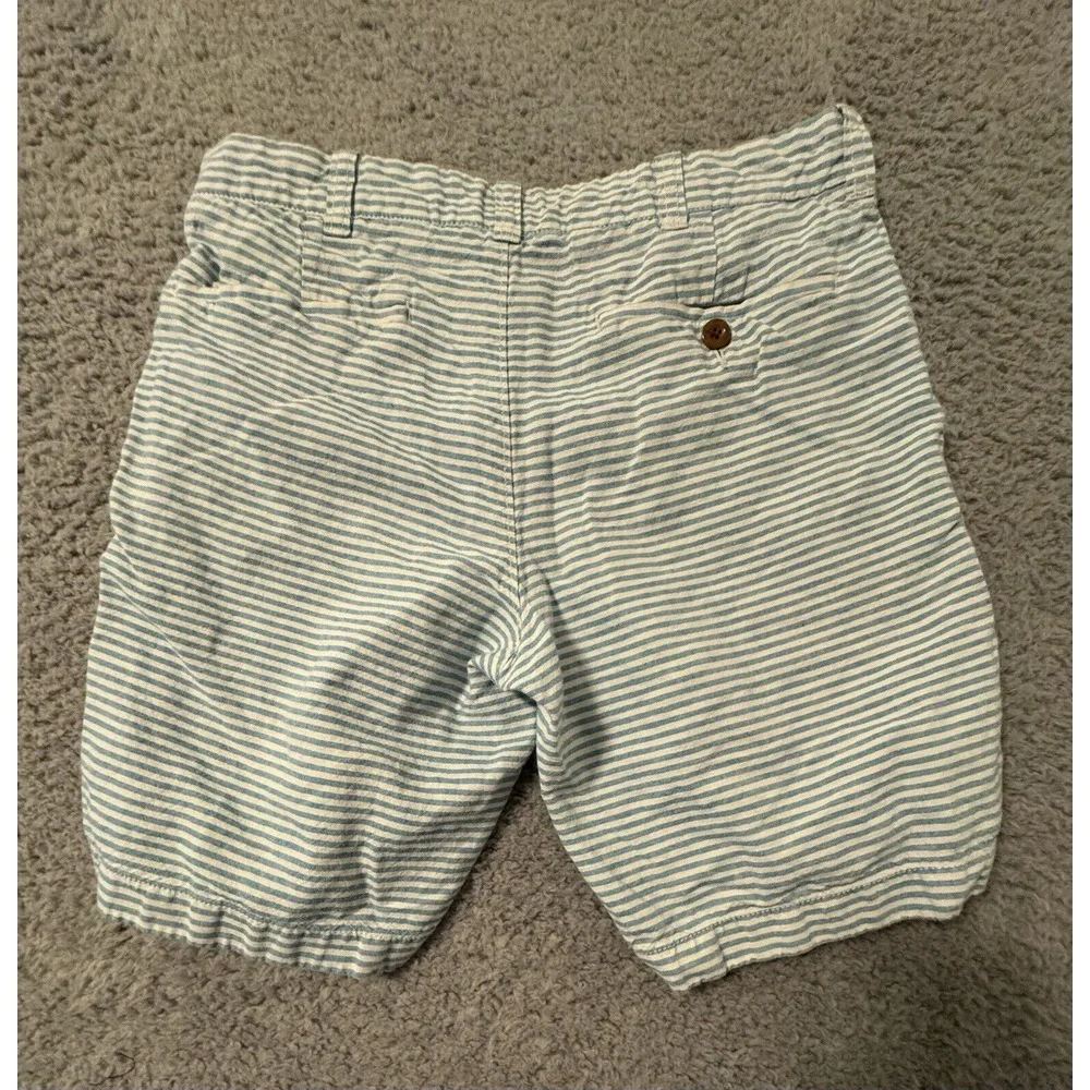 J Crew Stanton Blue Striped Pockets Casual Flat Front Chinos Shorts Mens Size 29